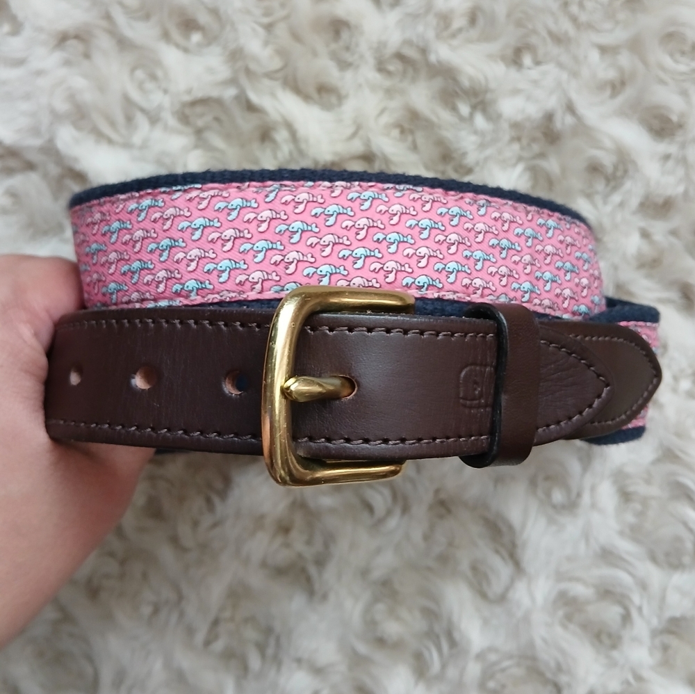 💎 Vineyard Vines Men's Belt Canvas Lobster Print